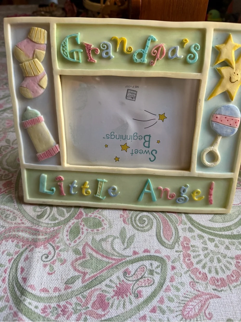 Vintage Russ Baby Sweet Beginnings 'Grandpa's Little Angel' Decor Photo Frame
